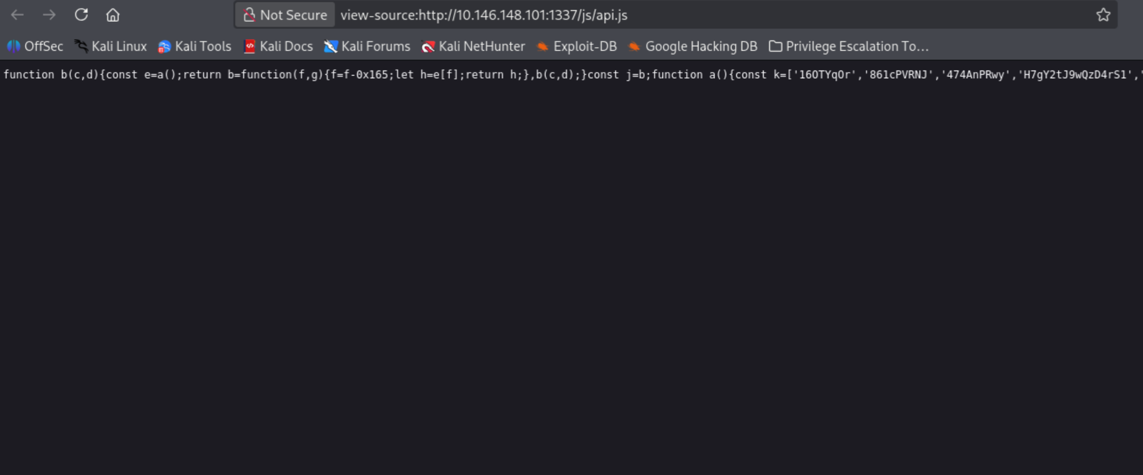 Deobfuscated JavaScript revealing API password